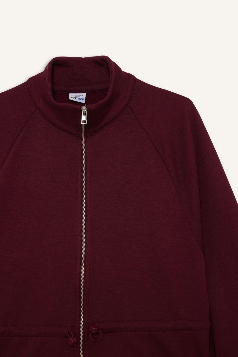 DeFacto Red Woman Standard Fit Stand Collar Fleece Lining Modal Zip-Up Sweatshirt Casual - Image 5